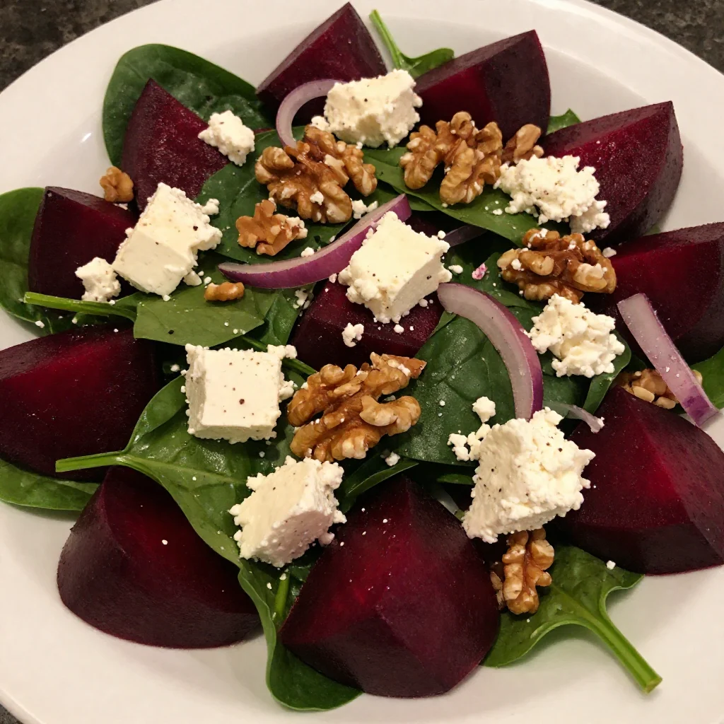 Beetroot and Feta Salad With Spinach