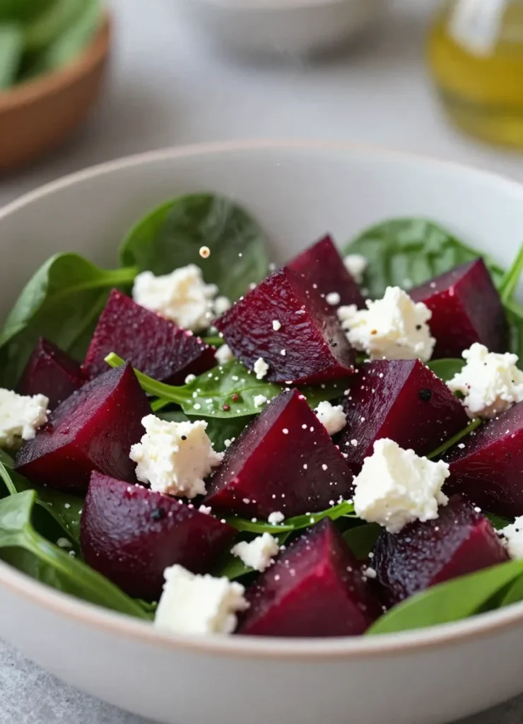 Beetroot and Feta Salad With Spinach