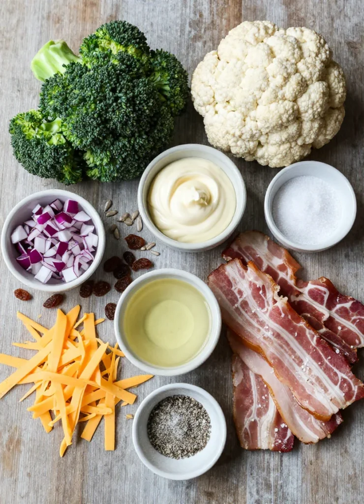 Broccoli Cauliflower Salad With Bacon