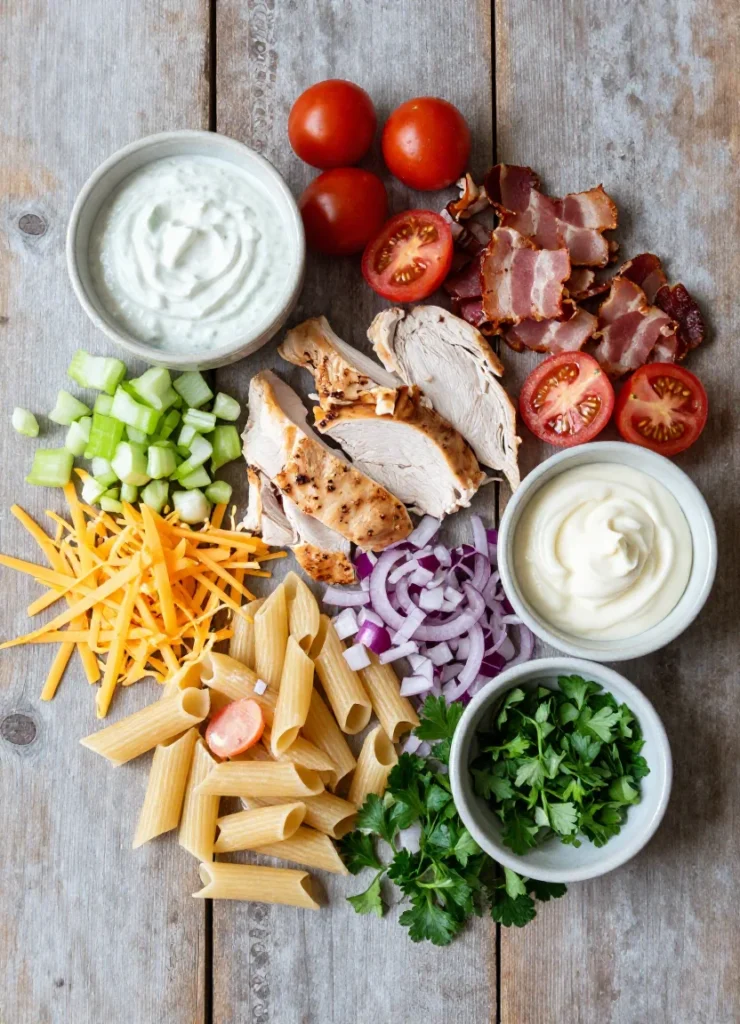 Chicken Bacon Ranch Pasta Salad