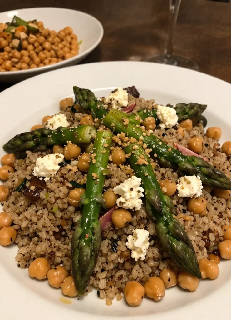 Cold Quinoa Salad With Asparagus Chickpeas and Feta