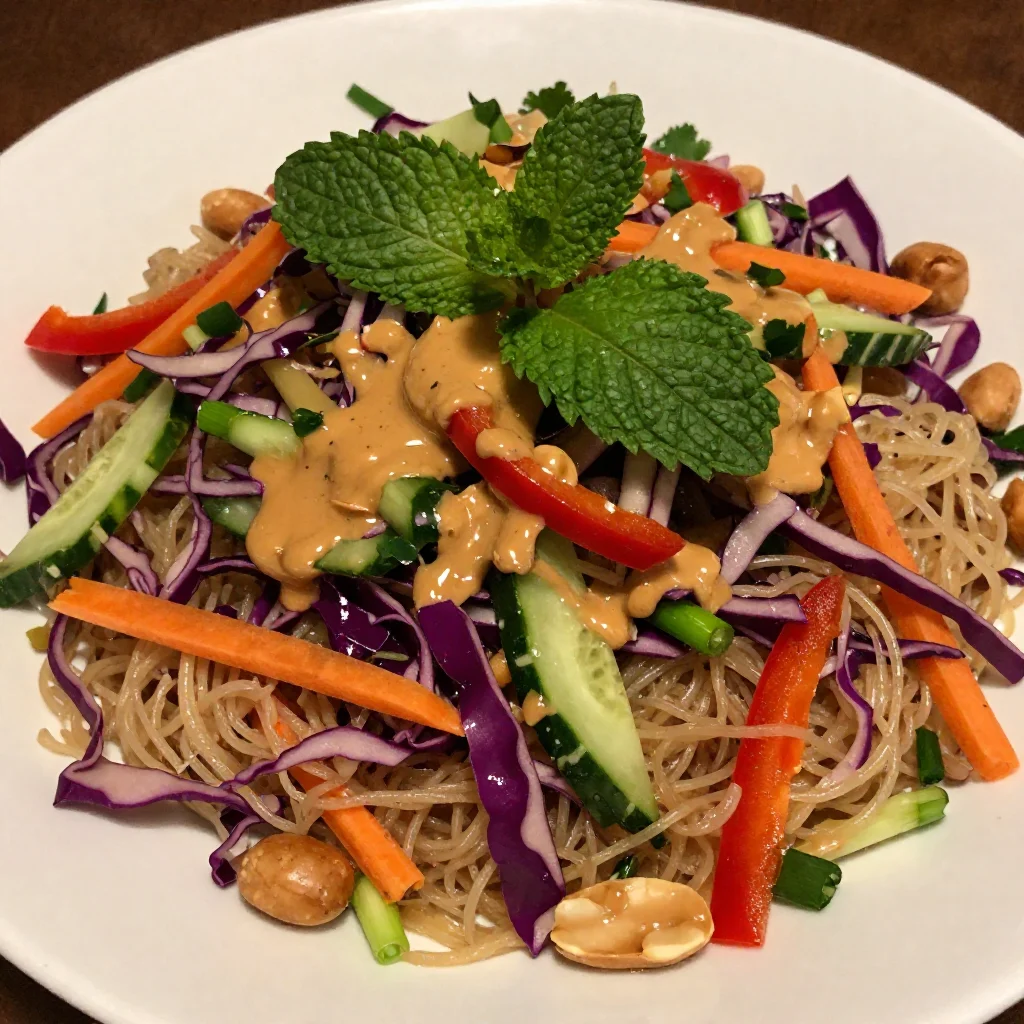 Spring Roll Salad With Peanut Sauce