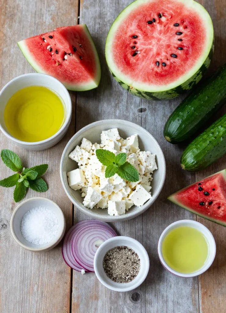 Watermelon Cucumber Salad With Feta and Mint