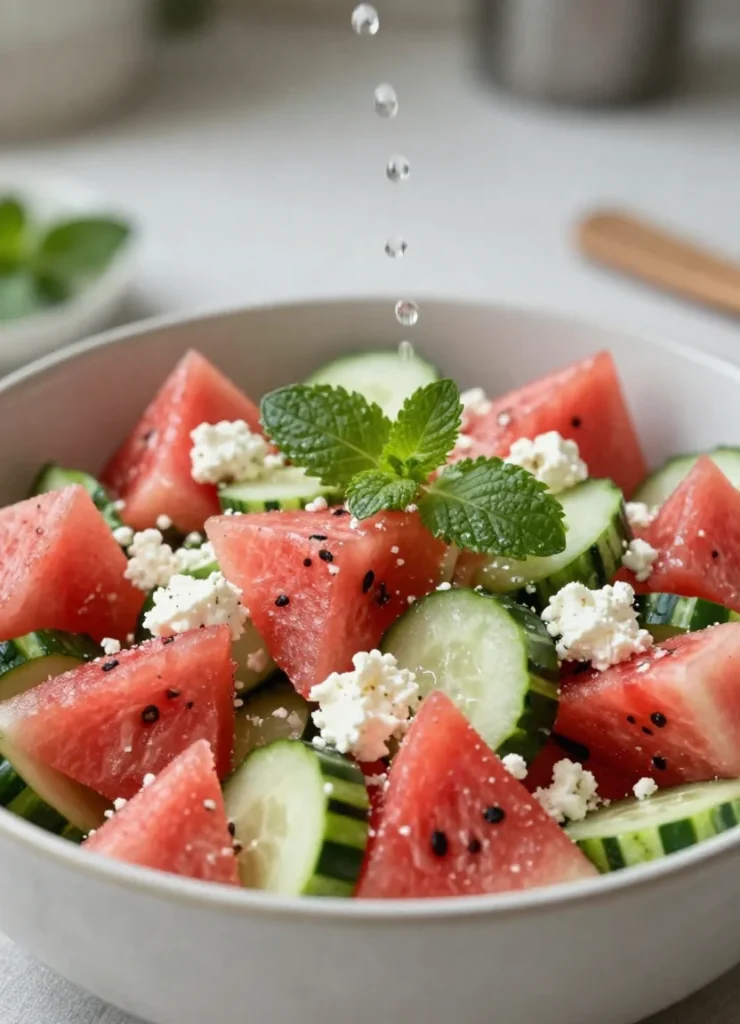 Watermelon Cucumber Salad With Feta and Mint