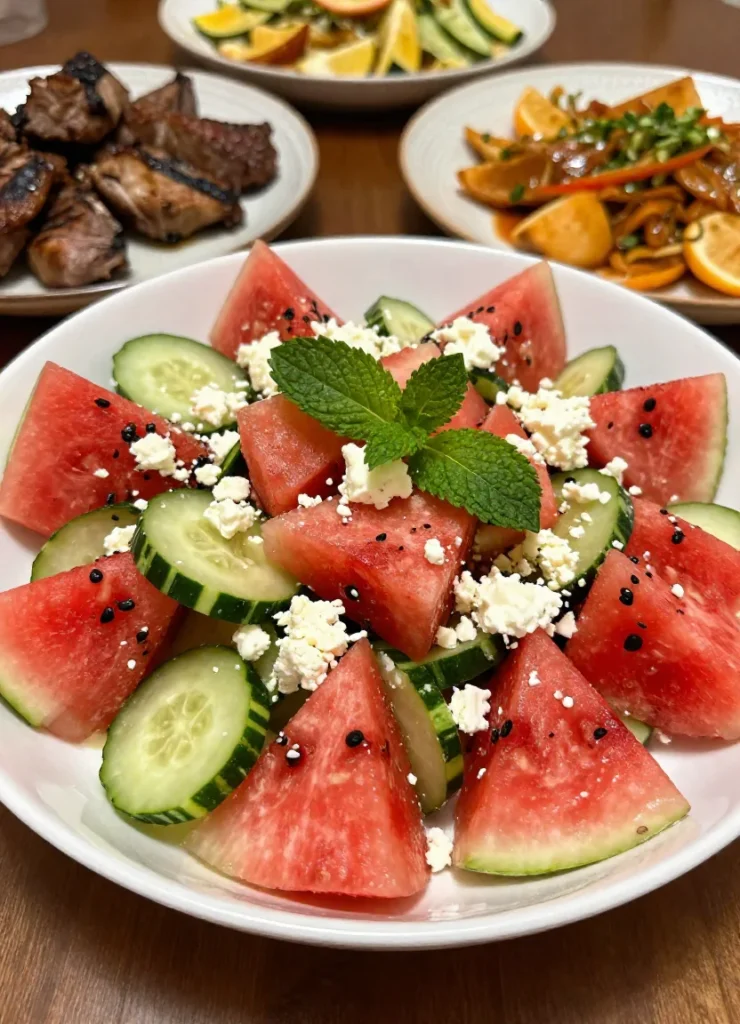 Watermelon Cucumber Salad With Feta and Mint